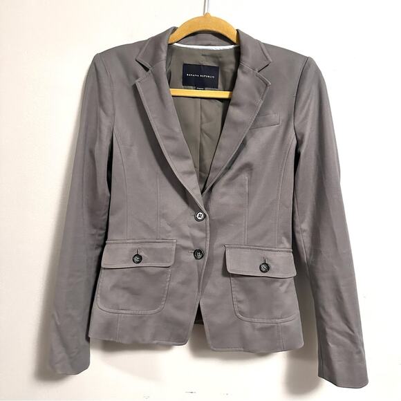 Banana Republic Gray Blazer 2 Button Long Sleeve Office Career Women’s 2 - Picture 1 of 4